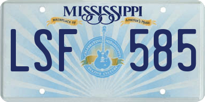 MS license plate LSF585