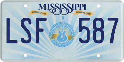 MS license plate LSF587