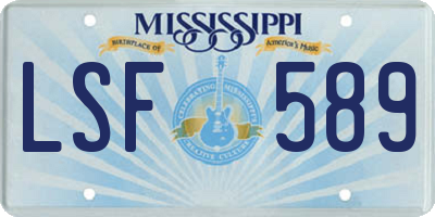 MS license plate LSF589