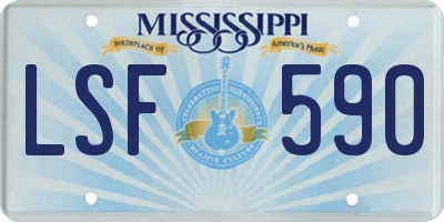 MS license plate LSF590