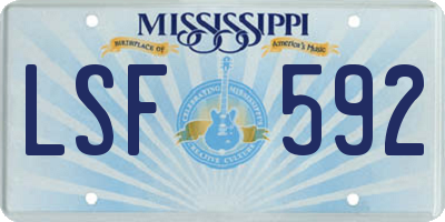 MS license plate LSF592