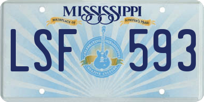 MS license plate LSF593