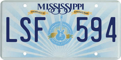 MS license plate LSF594