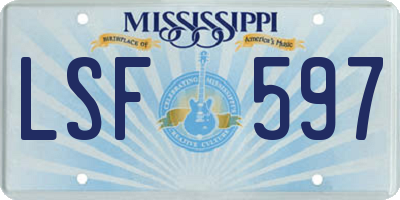 MS license plate LSF597