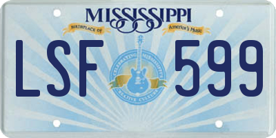MS license plate LSF599
