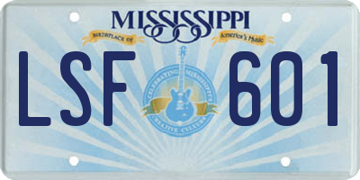 MS license plate LSF601
