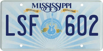 MS license plate LSF602