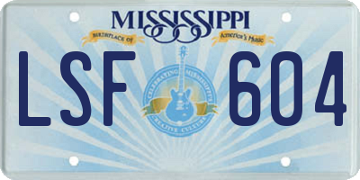 MS license plate LSF604