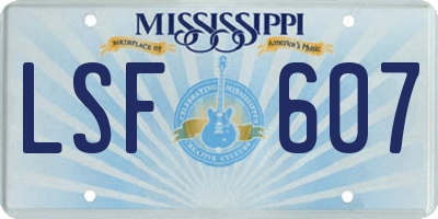 MS license plate LSF607
