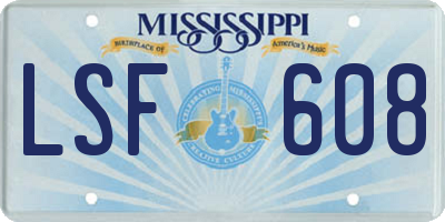 MS license plate LSF608
