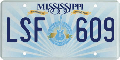 MS license plate LSF609