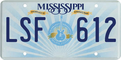 MS license plate LSF612
