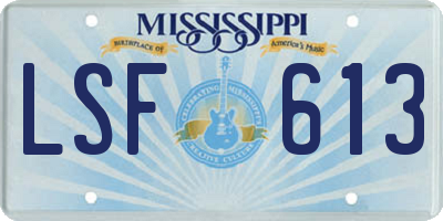 MS license plate LSF613
