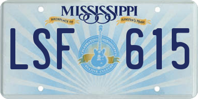 MS license plate LSF615