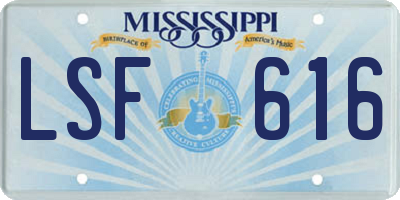MS license plate LSF616