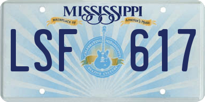 MS license plate LSF617