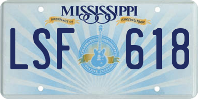 MS license plate LSF618