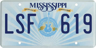 MS license plate LSF619