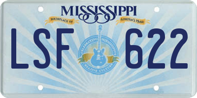 MS license plate LSF622