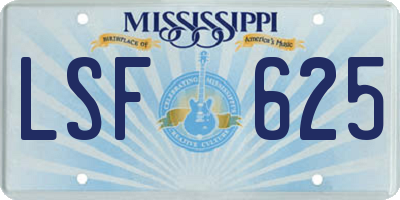 MS license plate LSF625