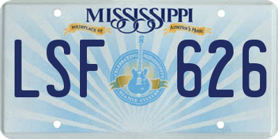 MS license plate LSF626