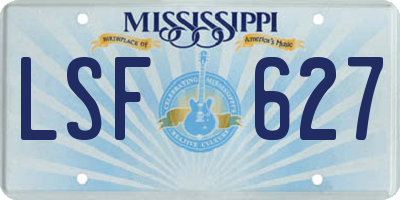 MS license plate LSF627