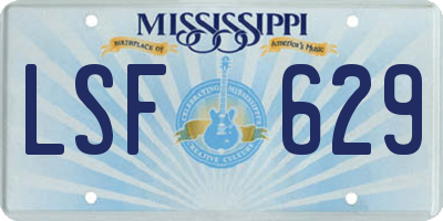 MS license plate LSF629