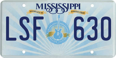 MS license plate LSF630