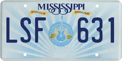 MS license plate LSF631