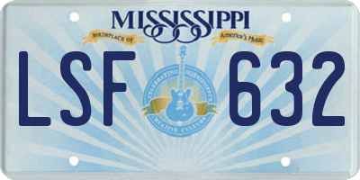 MS license plate LSF632
