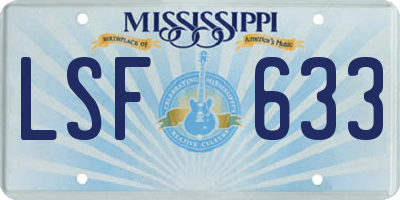 MS license plate LSF633