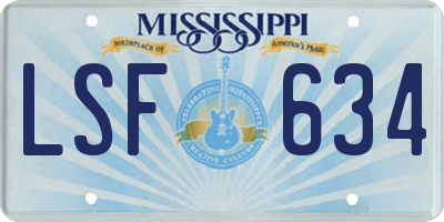 MS license plate LSF634