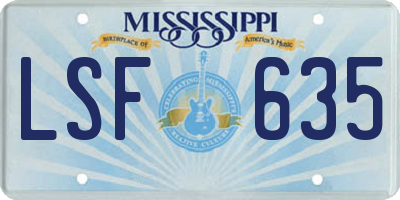 MS license plate LSF635