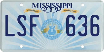 MS license plate LSF636