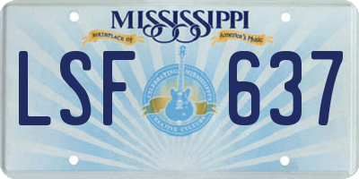 MS license plate LSF637