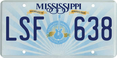 MS license plate LSF638