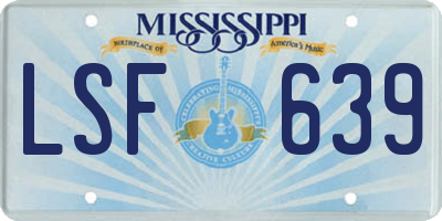 MS license plate LSF639