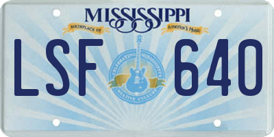 MS license plate LSF640