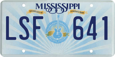 MS license plate LSF641
