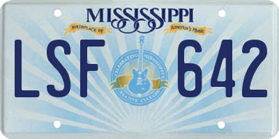 MS license plate LSF642