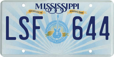 MS license plate LSF644