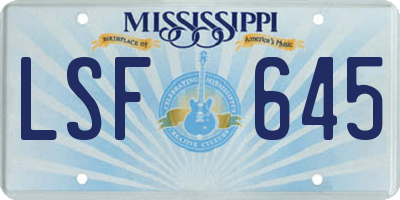 MS license plate LSF645