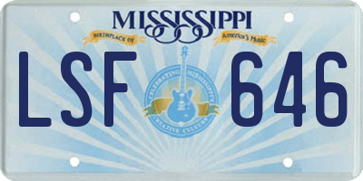 MS license plate LSF646