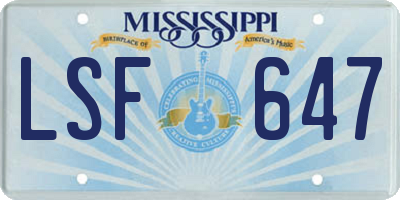 MS license plate LSF647