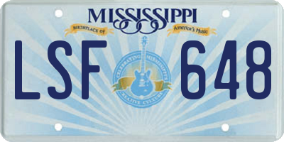 MS license plate LSF648