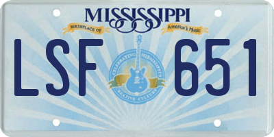 MS license plate LSF651