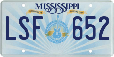 MS license plate LSF652