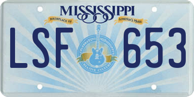 MS license plate LSF653