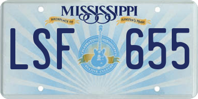 MS license plate LSF655