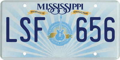 MS license plate LSF656